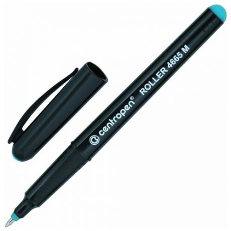 Ручка-роллер CENTROPEN, зеленая, трехгранная, корпус черный, узел 0,7 мм, линия письма 0,6 мм, 4665/1З