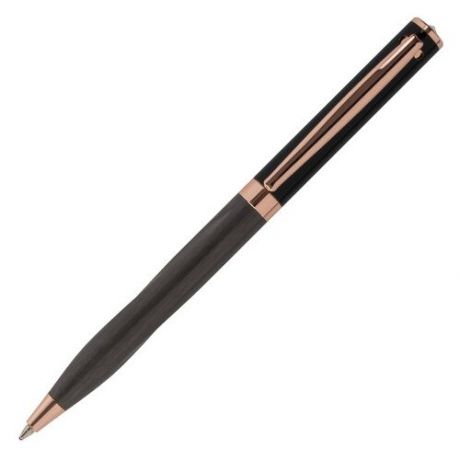 Ручка подарочная шариковая GALANT "FACTURA", корпус черный/оружейный металл, детали розовое золото, узел 0,7 мм, синяя, 143513, 143513