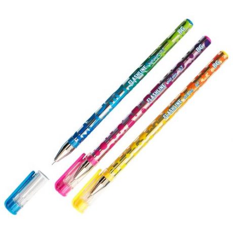 Ручка шариковая BG "Flashline", синяя, 0,7мм, 3 дизайна, 24 штуки в упаковке