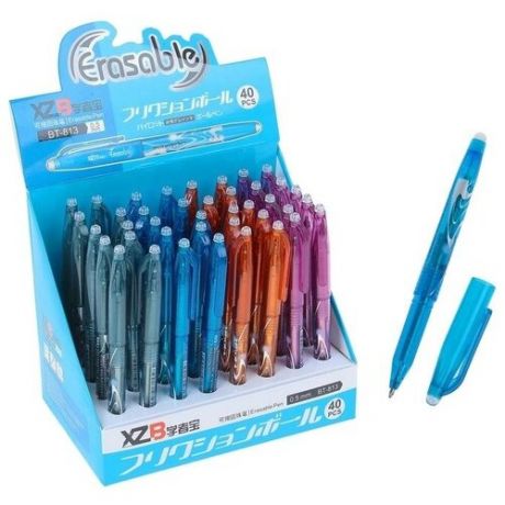 Ручка шариковая пиши-стирай, 0.5 мм, стержень синий, корпус тонированный, микс