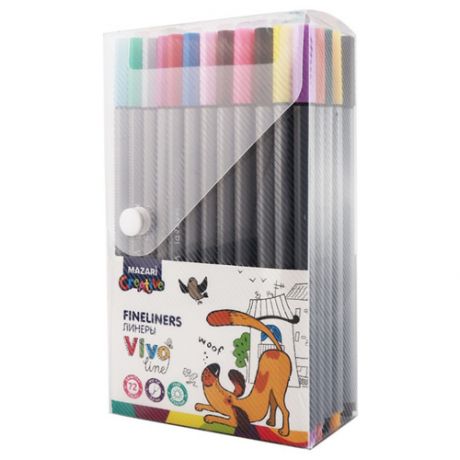 Набор капиллярных ручек 72 цвета Mazari Vivo Line / капиллярные ручки для рисования для скетчинга / набор лайнеры разноцветные / для детей