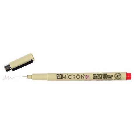 SAKURA Ручка капиллярная Pigma Micron 01, 0.25 мм, XSDK01#21, розовый цвет чернил, 1 шт.