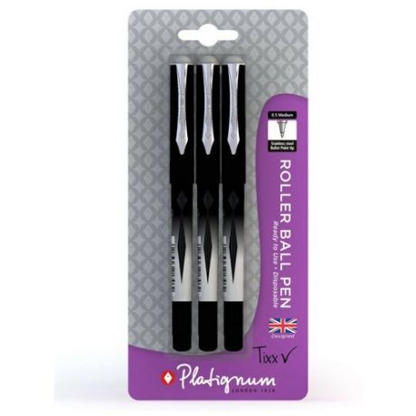 Ручки шариковые "Platignum", с чернилами черного цвета, 3 штуки, арт. 50504