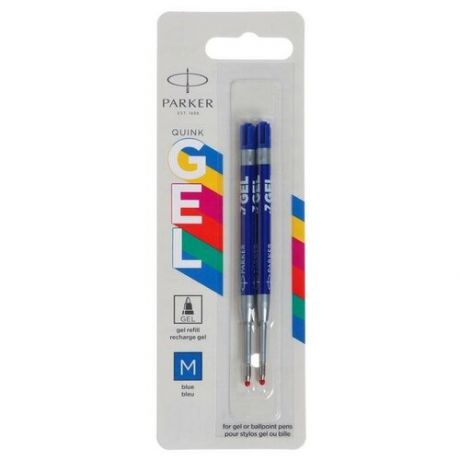 Стержни для гелевой ручки 2 штуки Parker Quink GEL Z10 М, 0.7 мм, синие чернила, в блистере 100 мм