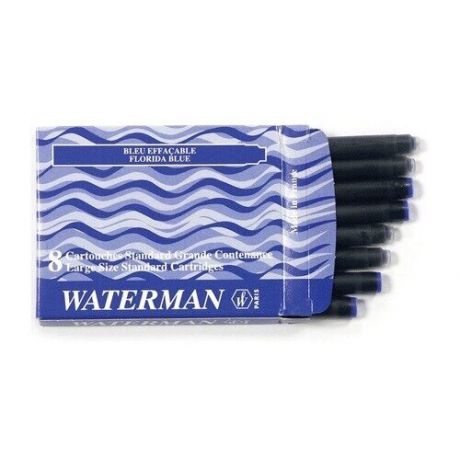 Картриджи чернильные WATERMAN, комплект 8 шт синие, S0110860