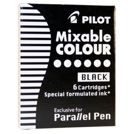 Картридж чернильный Pilot, набор 6 штук для Parallel Pen (каллиграфия), чёрный