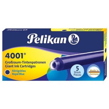 PL310748 Картридж Pelikan Ink 4001 Giant GTP/5 Royal Blue чернила для ручек перьевых (5шт)