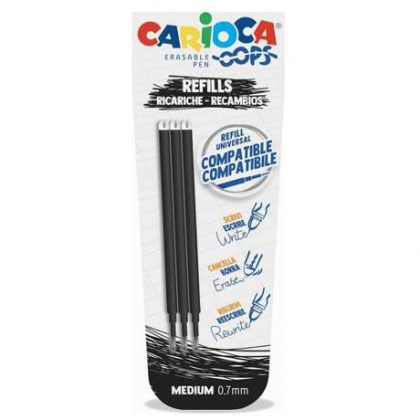 Стержень для гелевой ручки Carioca 43041 стираемый 0,7 мм (3 шт.) черный