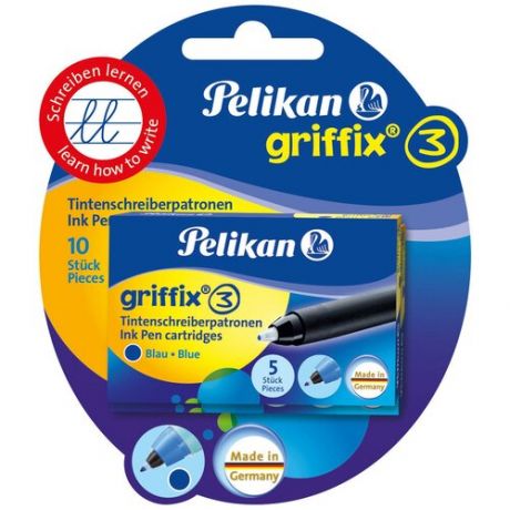 Картридж Pelikan School Griffix (PL960575) синие чернила для ручек чернильных блистер (10шт)