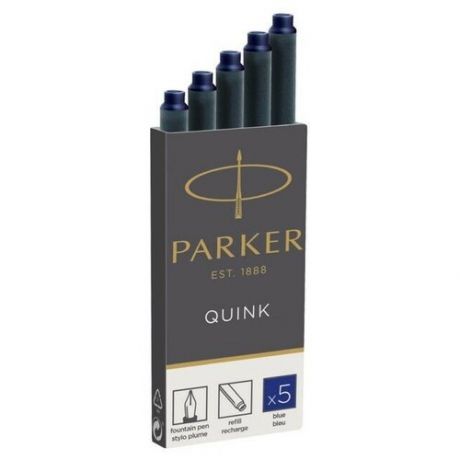 Картриджи чернильные PARKER "Cartridge Quink", комплект 5 шт., черные, 1950382, 142387