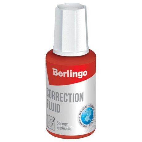 Berlingo Корректирующая жидкость с губчатым аппликатором 20 мл, 12 шт белый