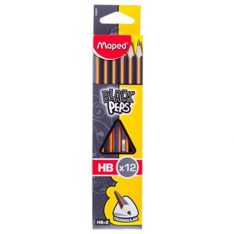 Набор чернографитных (простых) карандашей Maped Black