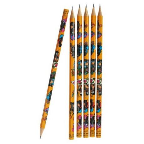 Набор 6 штук карандаш чернографитный дизайн 1271 "Крот", HB