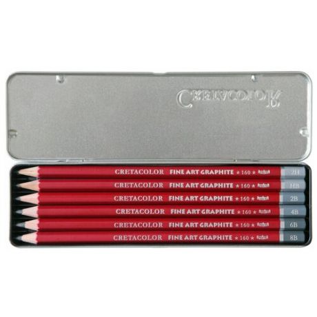 Набор профессиональных чернографитных карандашей "Cleos", 6 штук