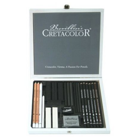 Чернографитовые карандаши CretacoloR Набор художественный Black&White для эскизов в деревянной коробке