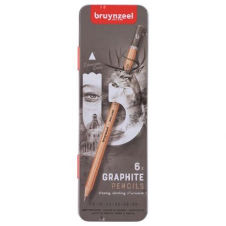 Набор карандашей для графики Bruynzeel Expression 6 типов жесткости в металл. кор.