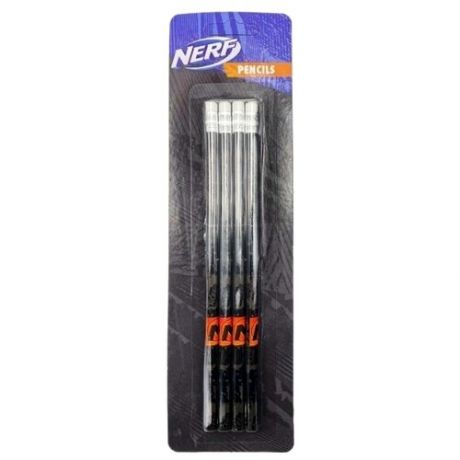 Nerf Набор карандашей чернографитных с ластиком HB, 4 шт. (063007004-17) черный