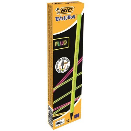 BIC Набор чернографитных карандашей Evolution Fluo 12 шт (940757)