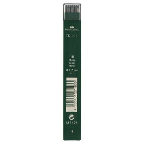 Faber-Castell Грифели для цанговых карандашей TK 9071, 3,15 мм, 4B, 10 шт.