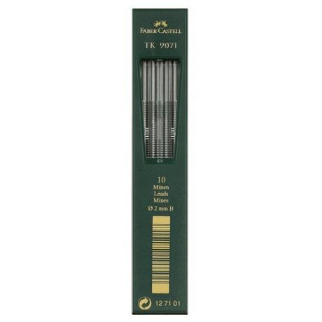 Грифели для цанговых карандашей Faber-Castell "TK 9071", 10шт., 2,0мм, B (127101)