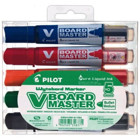 Набор маркеров для досок Pilot WBA-VBM-M-S5 5 цветов (толщина линии 1-3 мм), 108517