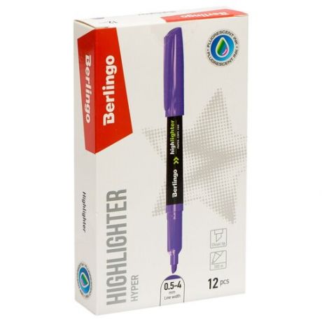 Berlingo Набор фиолетовых текстовыделителей Textline HL400, 12 шт., фиолетовый