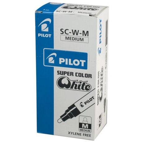 Маркер-краска лаковый (paint marker) PILOT, 2 мм, белый, круглый наконечник, алюминиевый корпус, SC-W-M