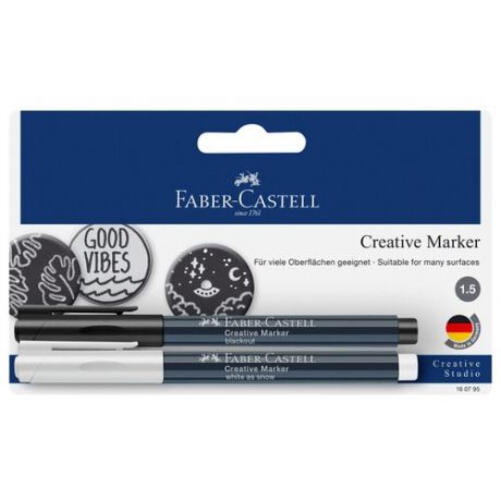 Faber-Castell набор маркеров для декорирования Creative 160795 2 шт., белый/черный