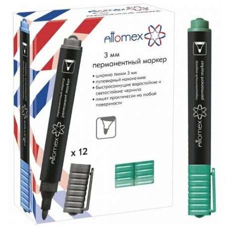 Перманентные маркеры Attomex Маркер перманентный 3,0 мм зеленый