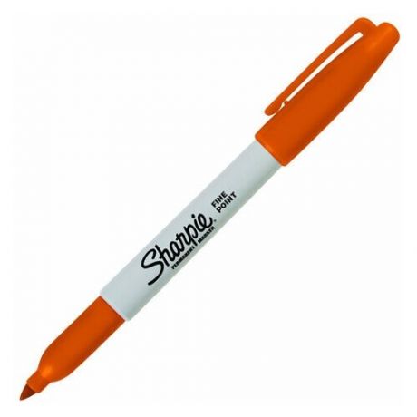 Маркер перманентный (нестираемый) Sharpie Fine (1мм, круглый наконечник, оранжевый) 12шт. (2025036)