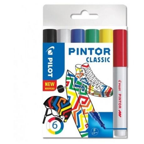 Pilot Маркеры "Pintor" Regular, 1мм, толщина линии 2,9мм, 6 цветов