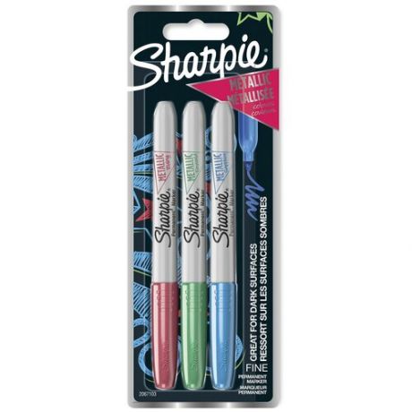 Набор маркеров перманентных Sharpie 3 цвета (толщина линии 0.5-2 мм) круглый наконечник