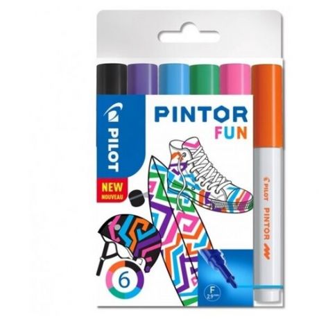 Pilot Маркеры "Pintor" Fun 1мм, толщина линии 2,9мм, 6 цветов