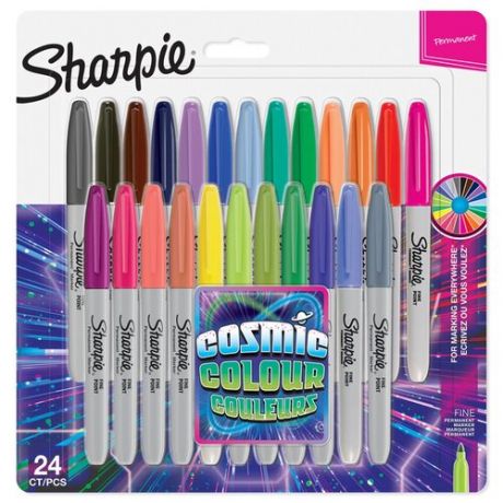 Sharpie набор перманентных маркеров Fine. Cosmic Color, 24 шт.