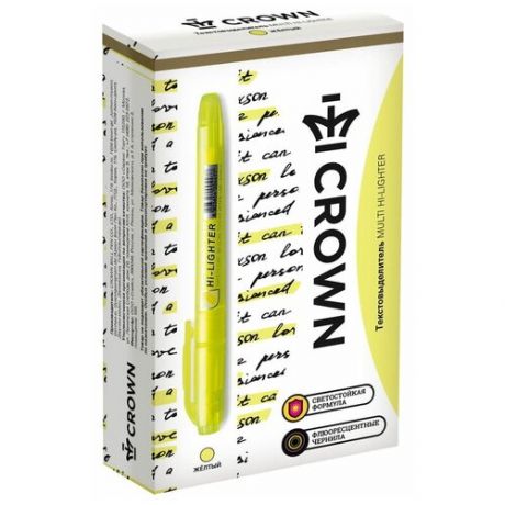 CROWN Набор текстовыделителей Multi Hi-Lighter, желтый, 12 шт (H-500), желтый