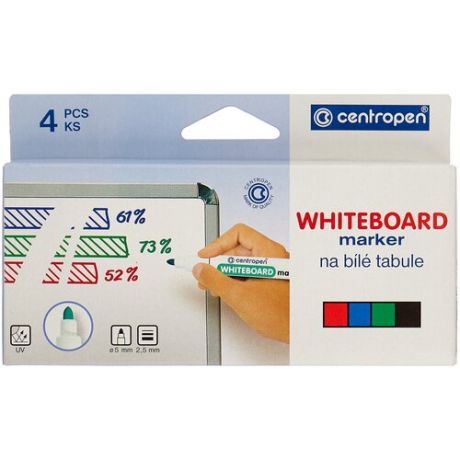 Centropen Набор маркеров для белых досок Whiteboard (8559/4PVC), 4 шт.