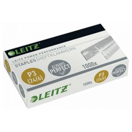 Leitz Скобы для степлера Power Performance P3 №24/6, 1000 штук серебристый