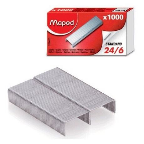 Скобы для степлеров Maped, №24/6, никелированные, 1000шт 36 уп. (324405)