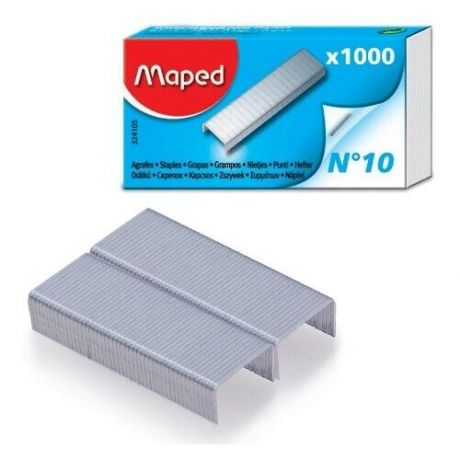 Скобы для степлеров Maped, №10, никелированные, 1000шт 36 уп. (324105)