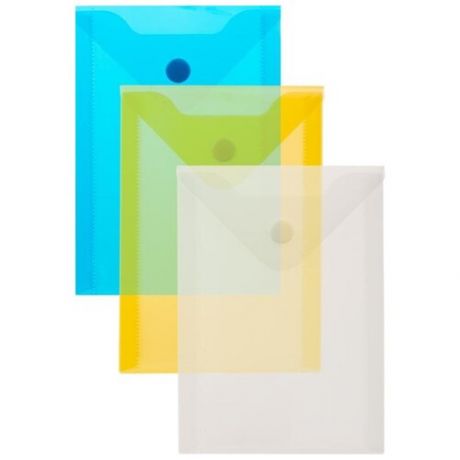 Attache Папка-конверт на кнопке A6 0.18 мм вертикальная, 10 шт, разноцветный