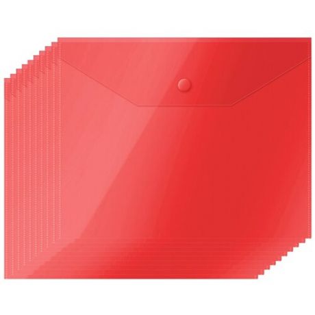 OfficeSpace Папка-конверт на кнопке А5, пластик 150 мкм, 10 шт, красный