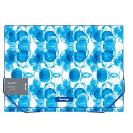 Berlingo Папка на резинке Bubbles А4, пластик 700 мкм, голубой