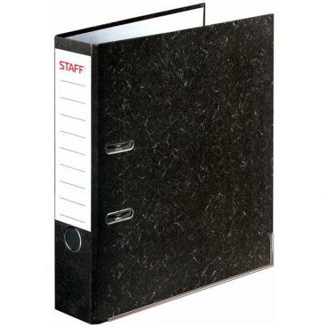 STAFF Папка-регистратор Everyday A4, с уголком, мрамор, 70 мм, черный