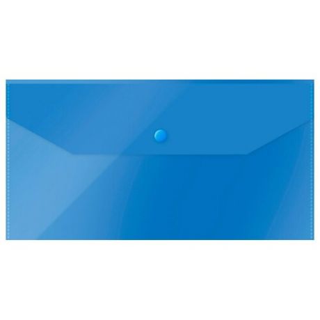 OfficeSpace Папка-конверт на кнопке полупрозрачная С6, пластик 150 мкм, синий