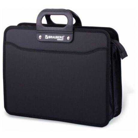 Brauberg Портфель пластиковый А4 BRAUBERG, 3 отделения, 390 х 315 х 120 мм, на молнии, чёрный