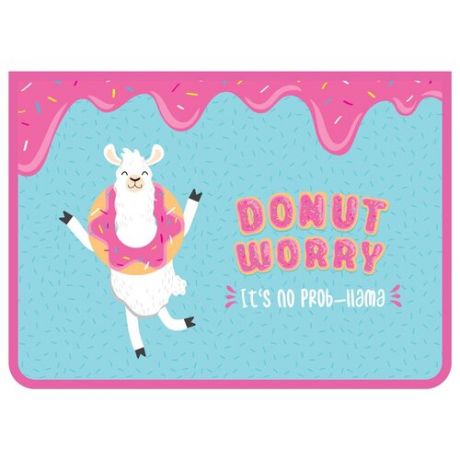 ArtSpace Папка для тетрадей 2 отделения Donut worry А4 на молнии, пластик, голубой/розовый