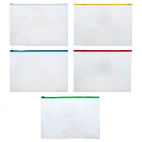 Папка-конверт на гибкой молнии Zip, A4, Erich Krause PVC Zip Pocket, вместимость 100 листов, тиснение - зеркало, микс