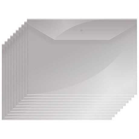 OfficeSpace Папка-конверт на кнопке А4, пластик 150 мкм, 10 штук, бесцветный