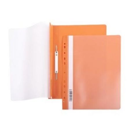 Папка -Скоросшиватель А4ф Hatber 140/180мкм Оранжевая Пластиковая с перфорацией прозрачный верх с ед