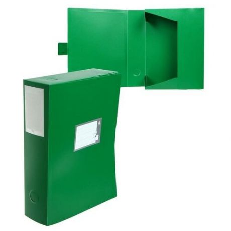Папка-короб архивная А4, корешок 80 мм, пластик, вырубная застежка, зелёная, до 700 листов